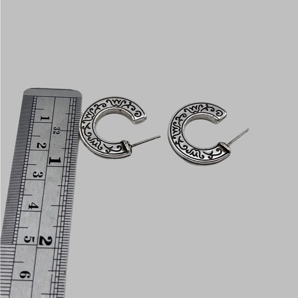 Brighton half hoop earrings with scroll work new backs. - Picture 4 of 4